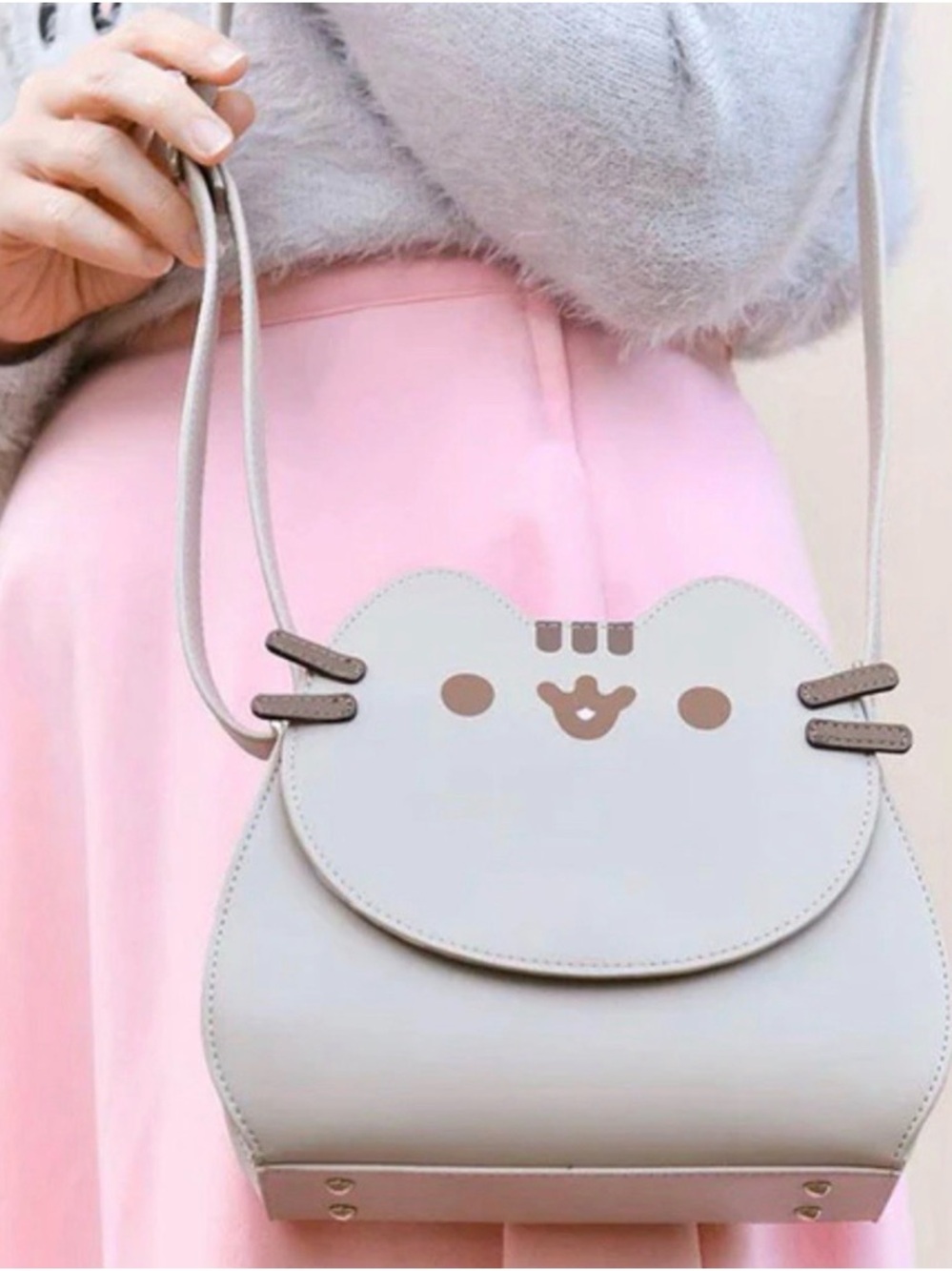 Pusheen the Cat Face Crossbody Shoulder Flap Faux Leather Handbag Purse